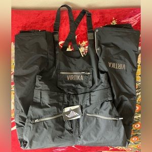 XL black Virtika overall snow pants with removable bib. Great for any snow sport